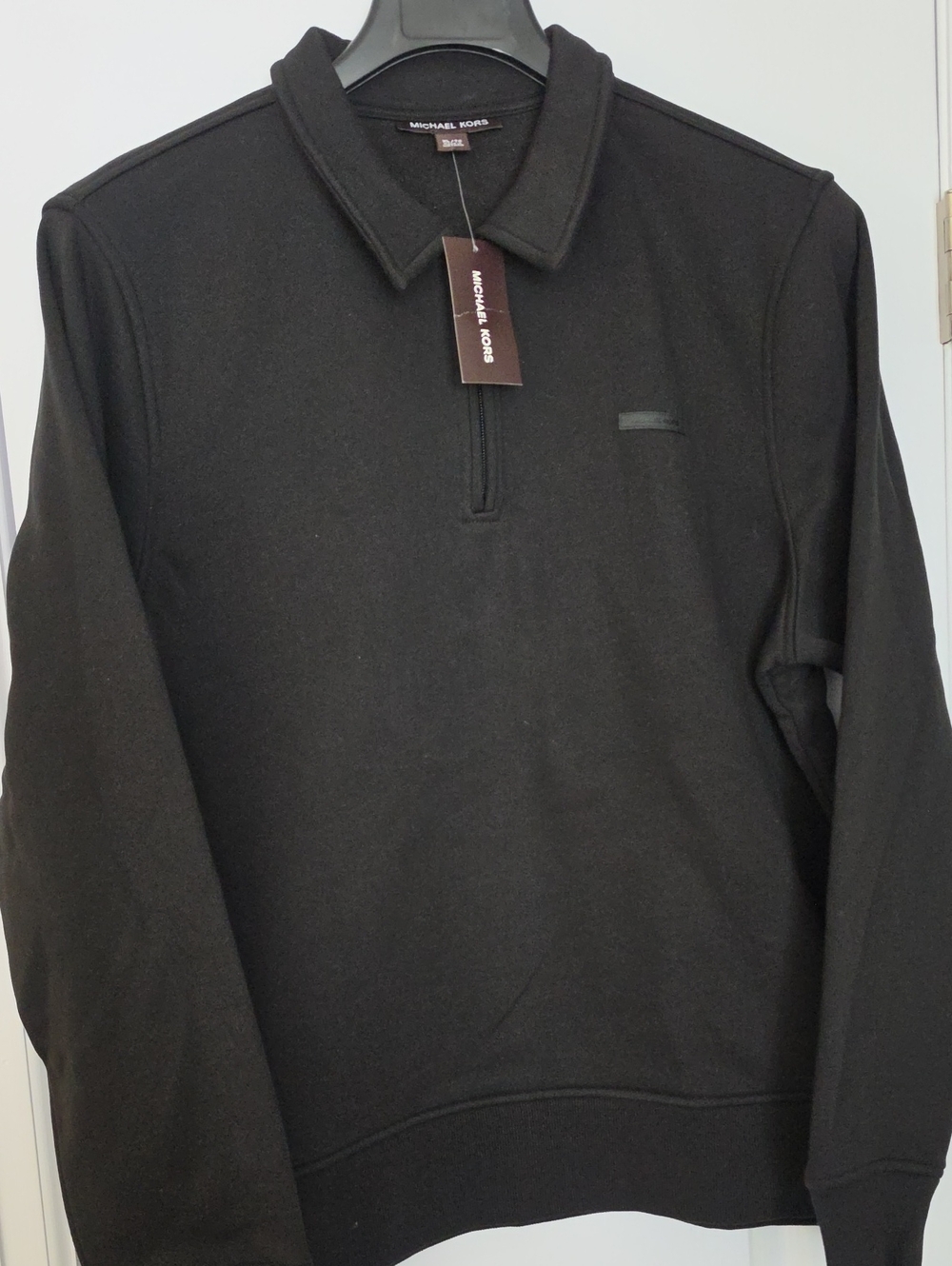 Michael Kors Black 1/4-Zip Collared Pullover Sweatshirt - New
